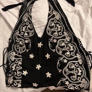 Beautiful never been worn free people halter top beaded and embroidered